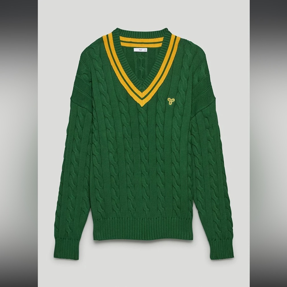 Tna Clay Sweater green/yellow cable knit